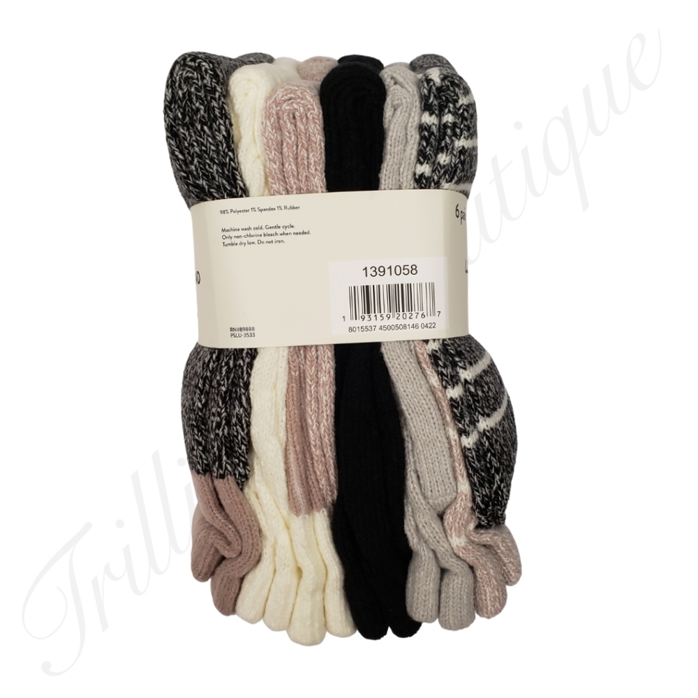 Lucky Brand Women's Super Soft Boot Socks Crew Socks 6 Pairs Cozy Fall Winter